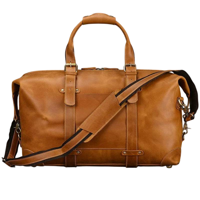 100% Genuine Crazy Horse Leather Travel Duffel Bag Rivet