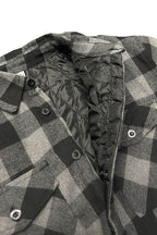 Men's black and gray flannel shirt, quilted jacket interior for warmth