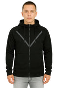 Men's Zip-Up Hoodie for Comfortable Travel Wear - Black - white background