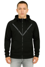 Men's Zip-Up Hoodie for Comfortable Travel Wear - Black - white background