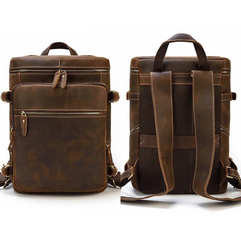 Casual Leather Backpack Crazy Horse Vintage Style for Men - VacationGrabs
