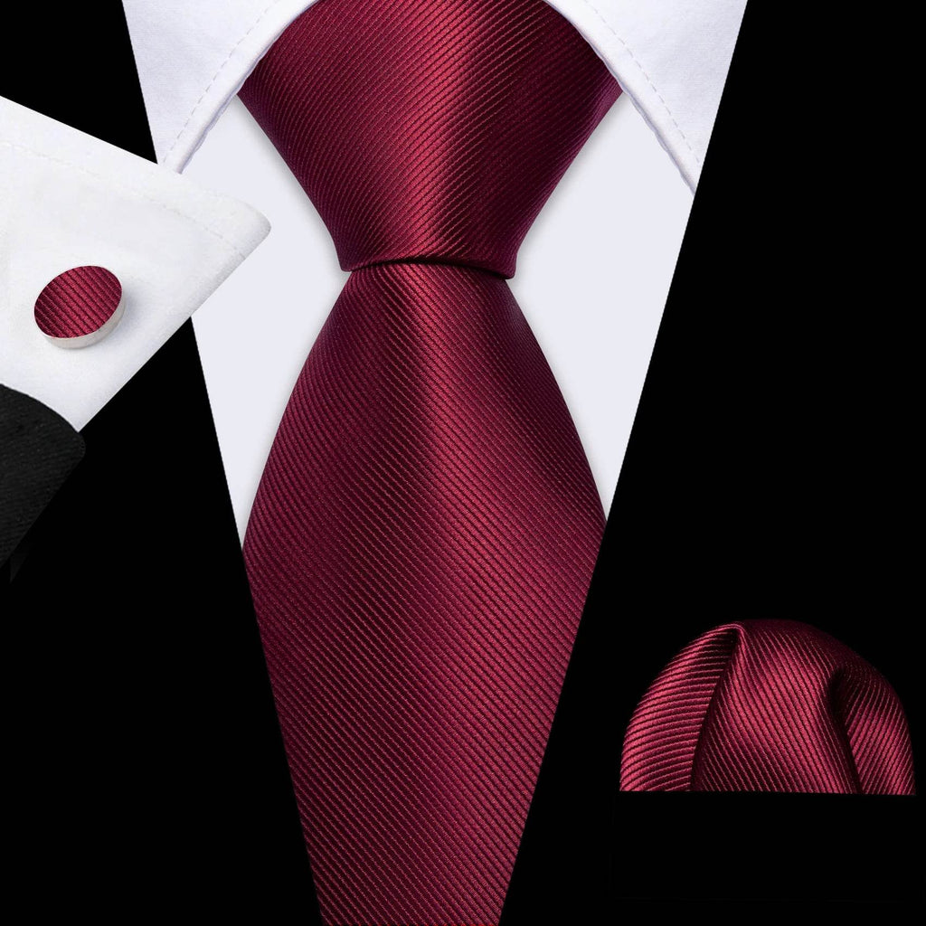 Red Plaid Silk Tie Set for Men - VacationGrabs
