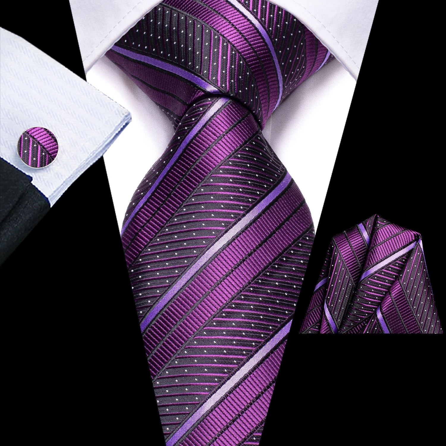 Men's Black Silk Paisley Tie for Travel-Friendly Style