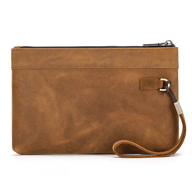 Vintage RFID Anti-Theft Leather Handbag Crazy Horse Clutch - VacationGrabs