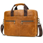 Men's Leather Briefcase 15.6" Laptop Bag Top Layer Leather