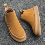 Men’s Genuine Leather Mid Top Boots British Style Chelsea - VacationGrabs