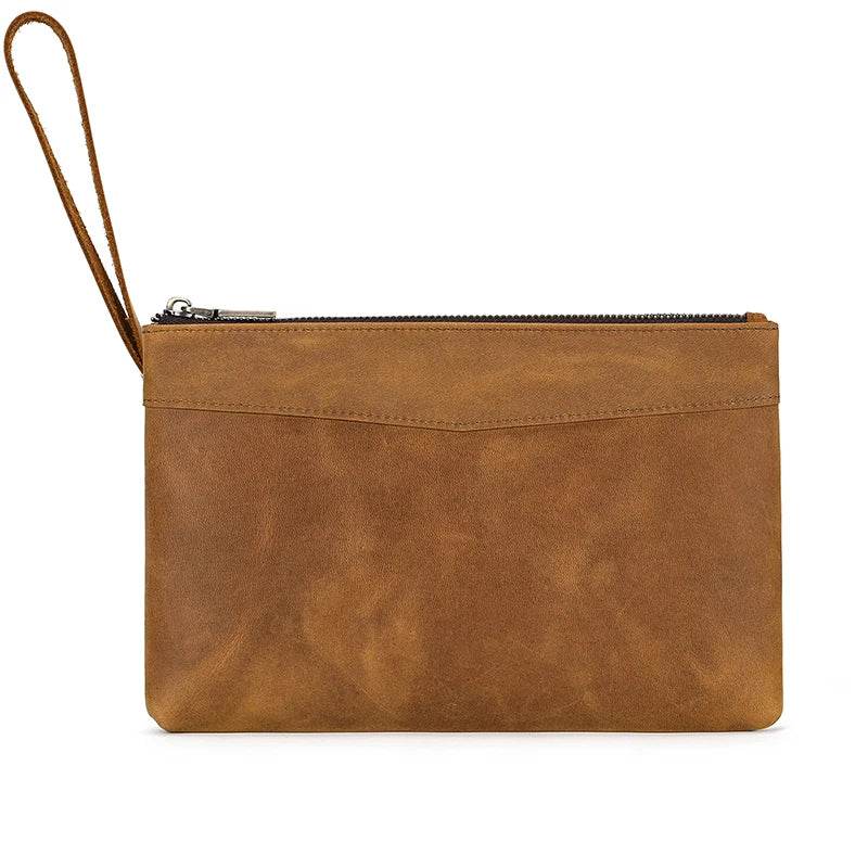 Vintage RFID Anti-Theft Leather Handbag Crazy Horse Clutch - VacationGrabs
