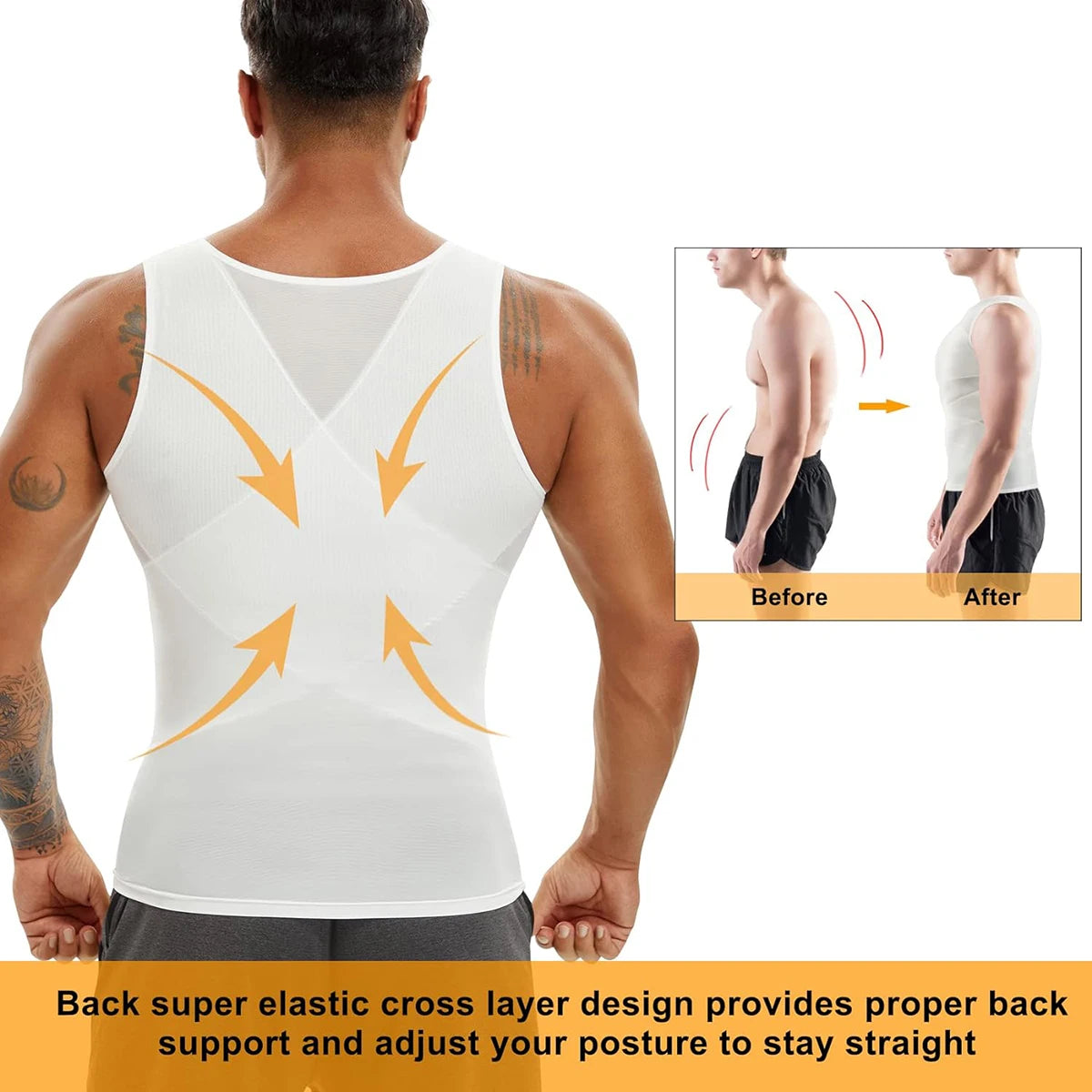 Men Compression Shirt Cross Mesh Tank Top Breathable