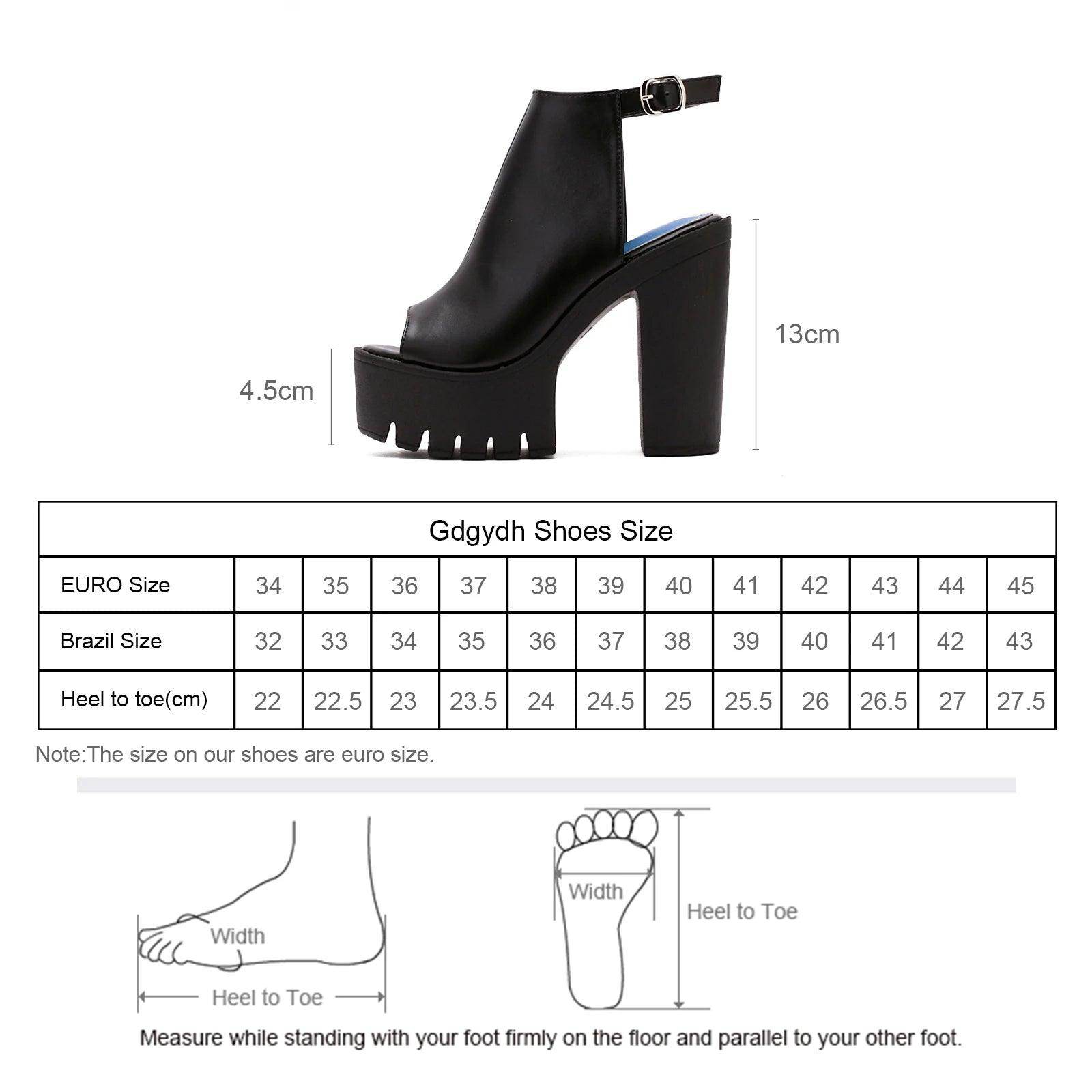 Platform Block High Heels Black Peep Toe Slingbacks - VacationGrabs