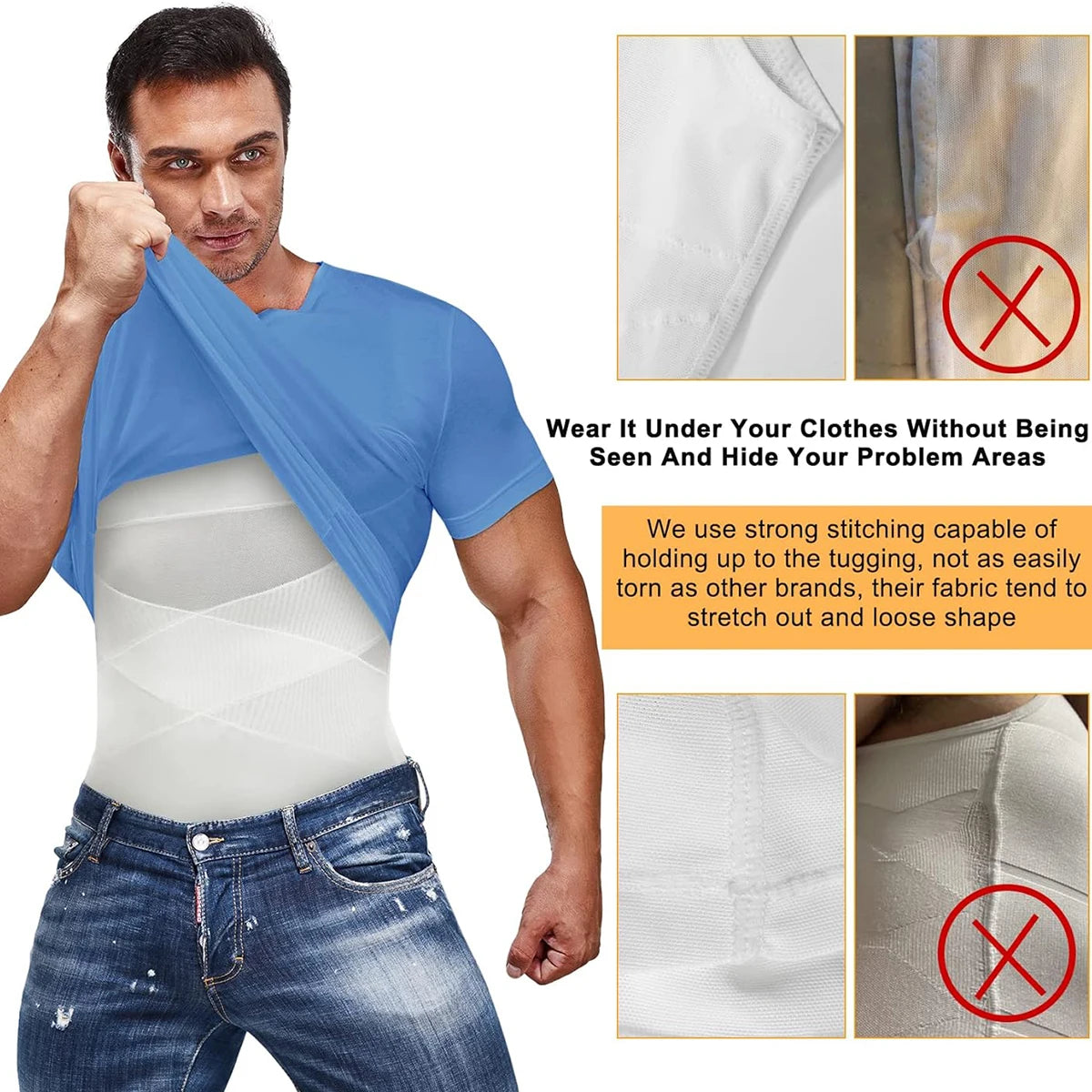 Men Compression Shirt Cross Mesh Tank Top Breathable