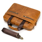 Men's Leather Briefcase 15.6" Laptop Bag Top Layer Leather