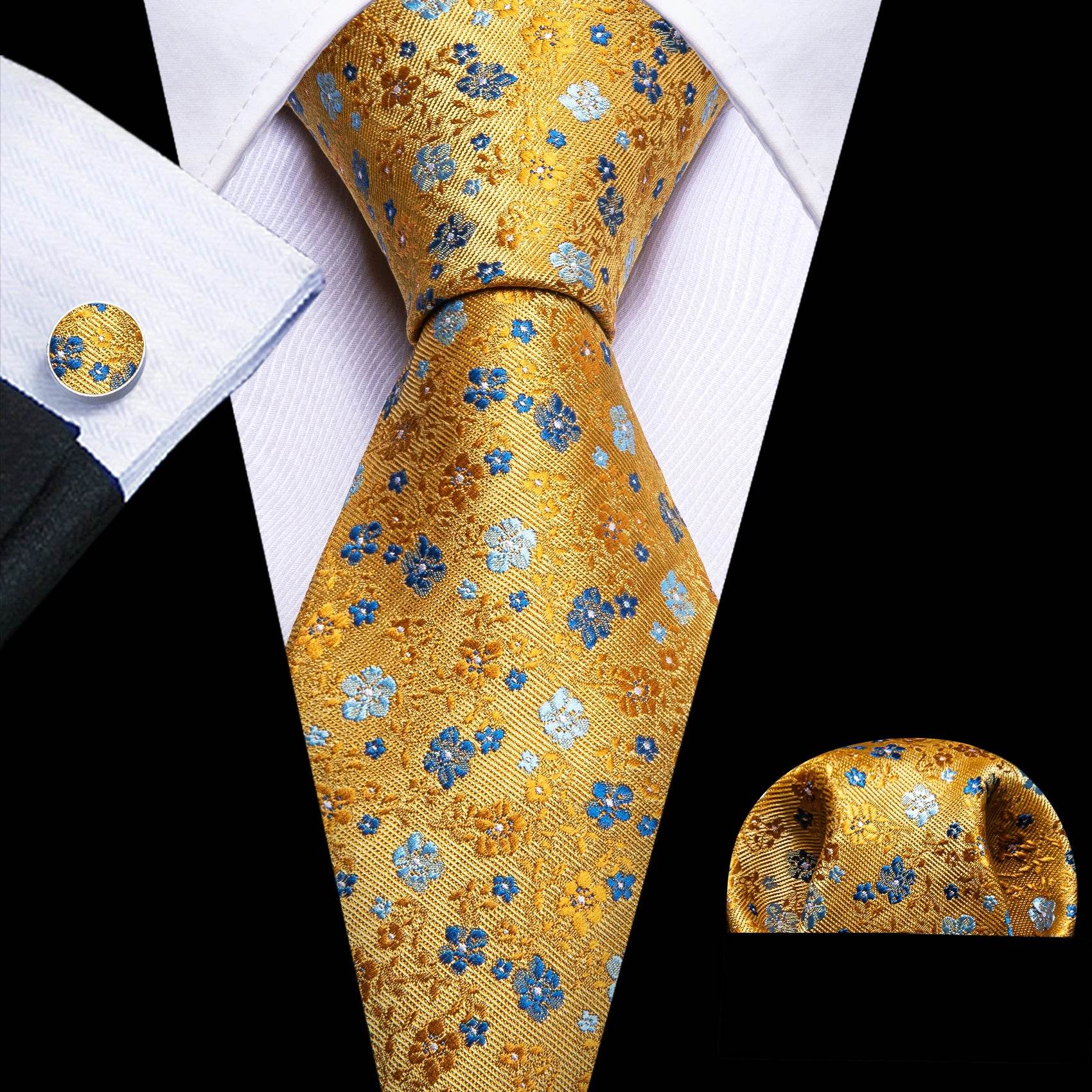 Floral Jacquard Silk Tie Set for Men - VacationGrabs