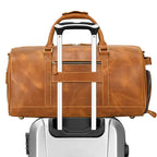 VacationGrabs duffel bag in brown leather for travel and gym use