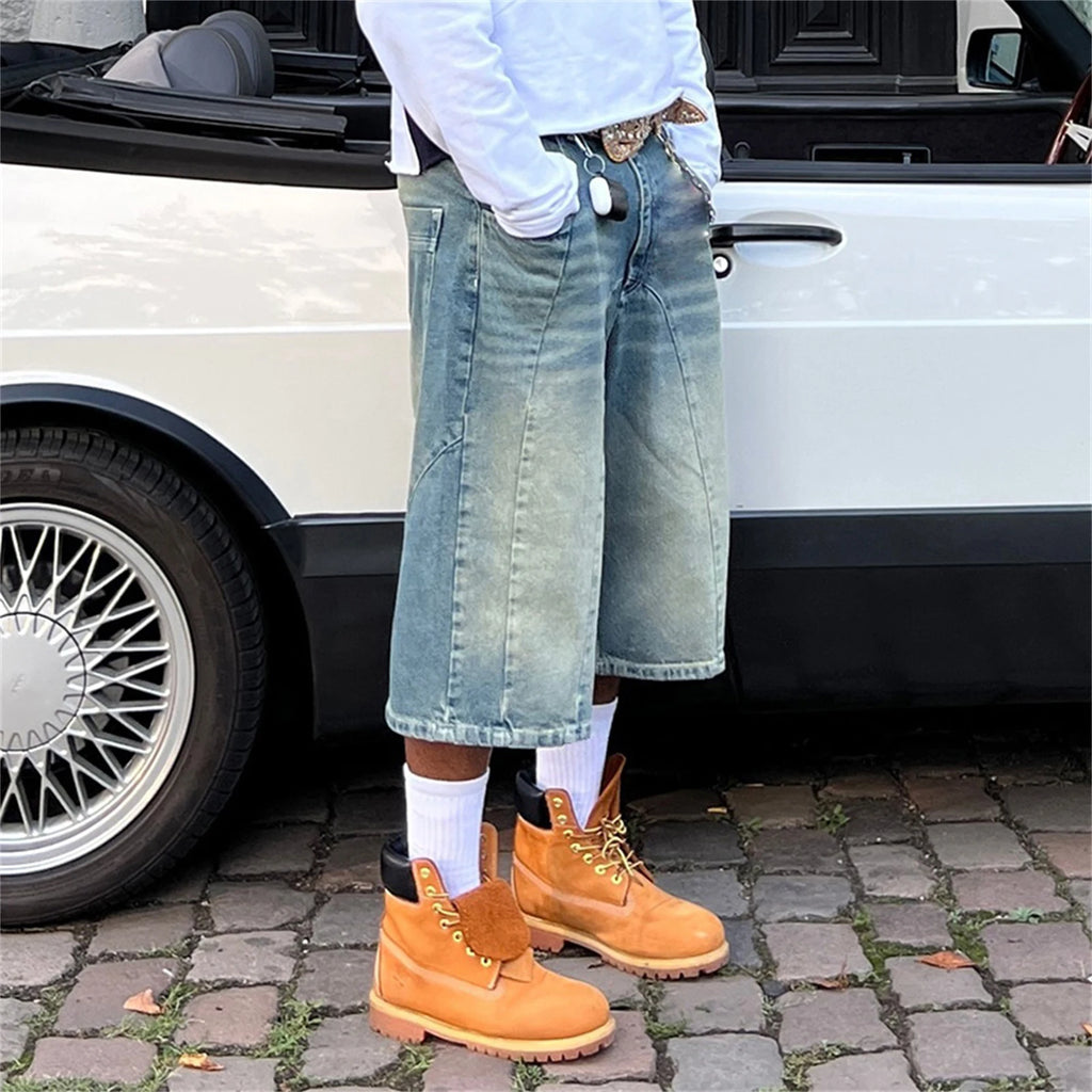 Men's baggy denim jeans men, casual style, light blue, versatile summer wear