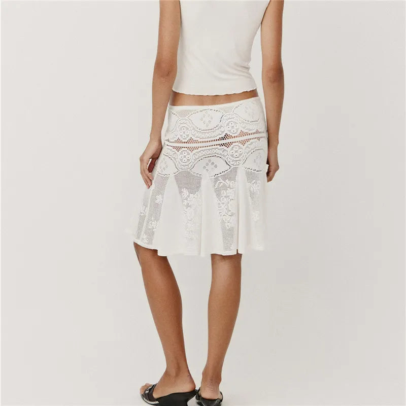 Women's white lace skirt cover up for the beach by VacationGrabs