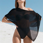 Women's sheer black cover-up, perfect for beachwear bathing suits