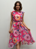 Floral blouse in pink with ruffled sleeves for casual outings