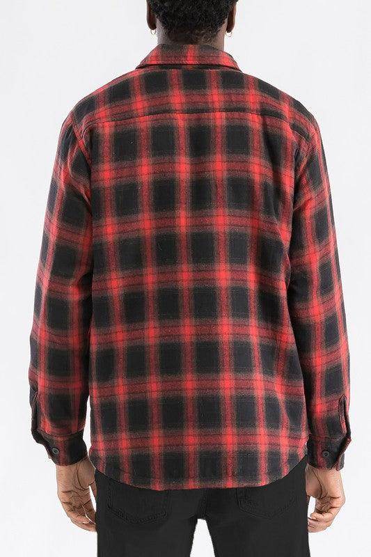 Men's blue black plaid shirt men from WEIV, featuring a stylish checkered pattern.