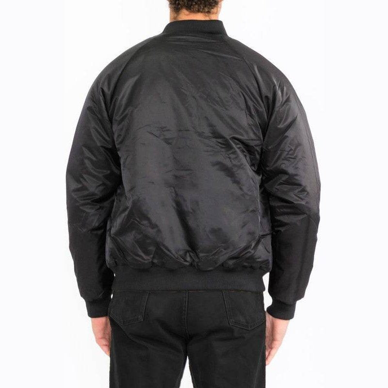Men's black bomber jacket for casual outings, lightweight fabric
