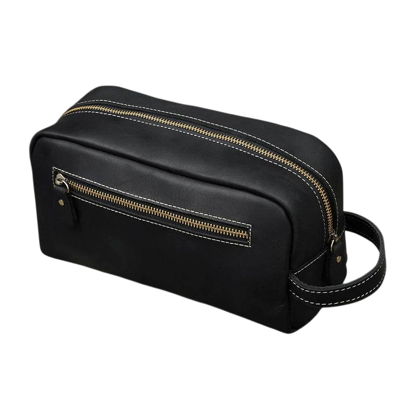 Brown Genuine Leather Clutch Bag for Travel & Toiletries