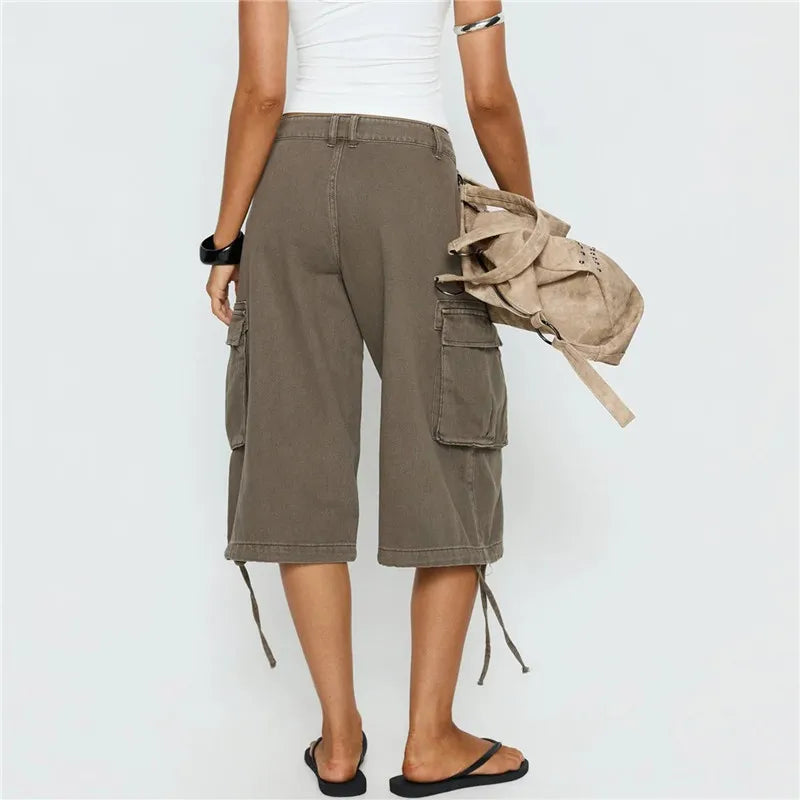 Women's cargo pants in olive green, perfect for casual outings