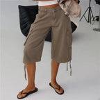 Women's khaki cargo pants, lightweight cotton, perfect for summer outings