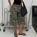 Women's camo cargo pants, lightweight material, casual wear