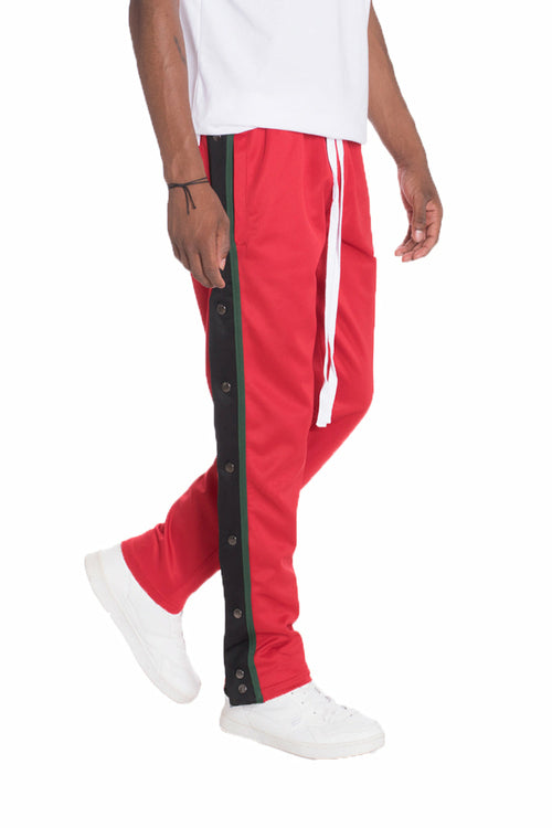 Men's red Lime Milo champion track pants with snap sides for casual wear