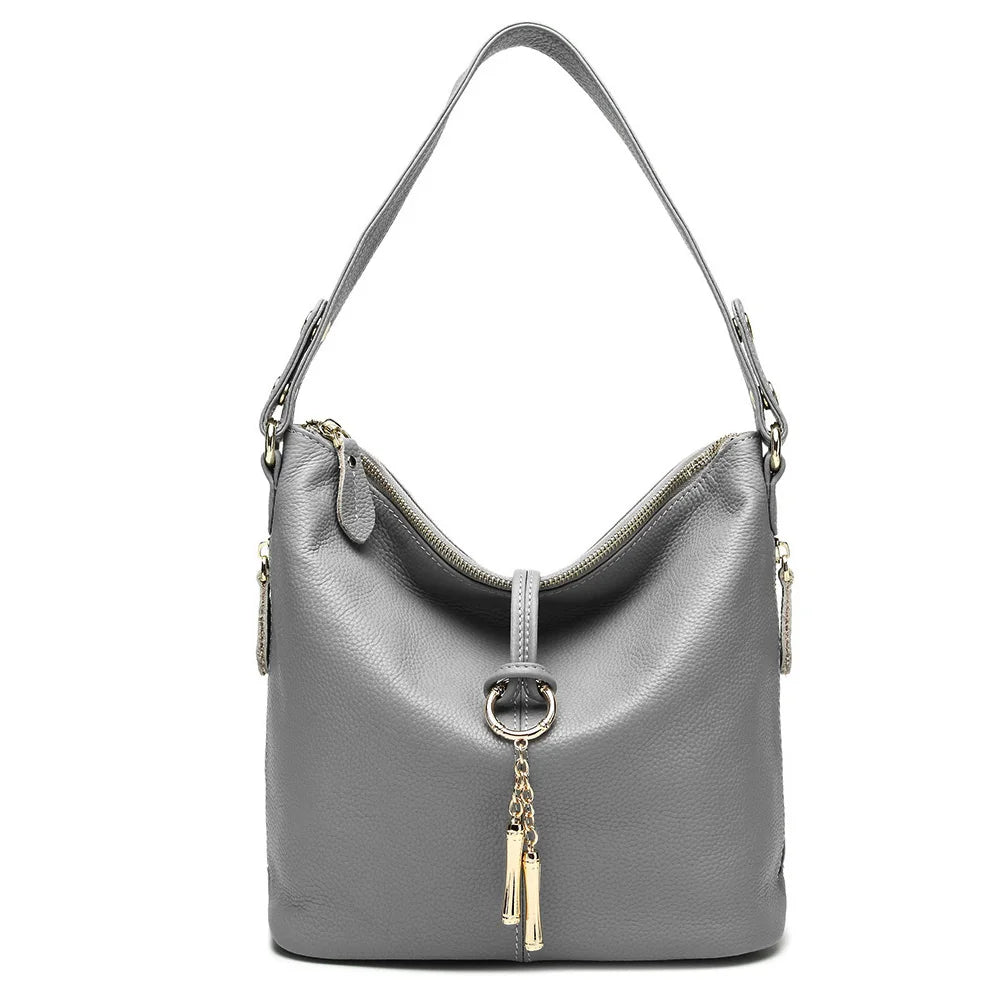 Gray leather coach purse shoulder bag for stylish everyday use