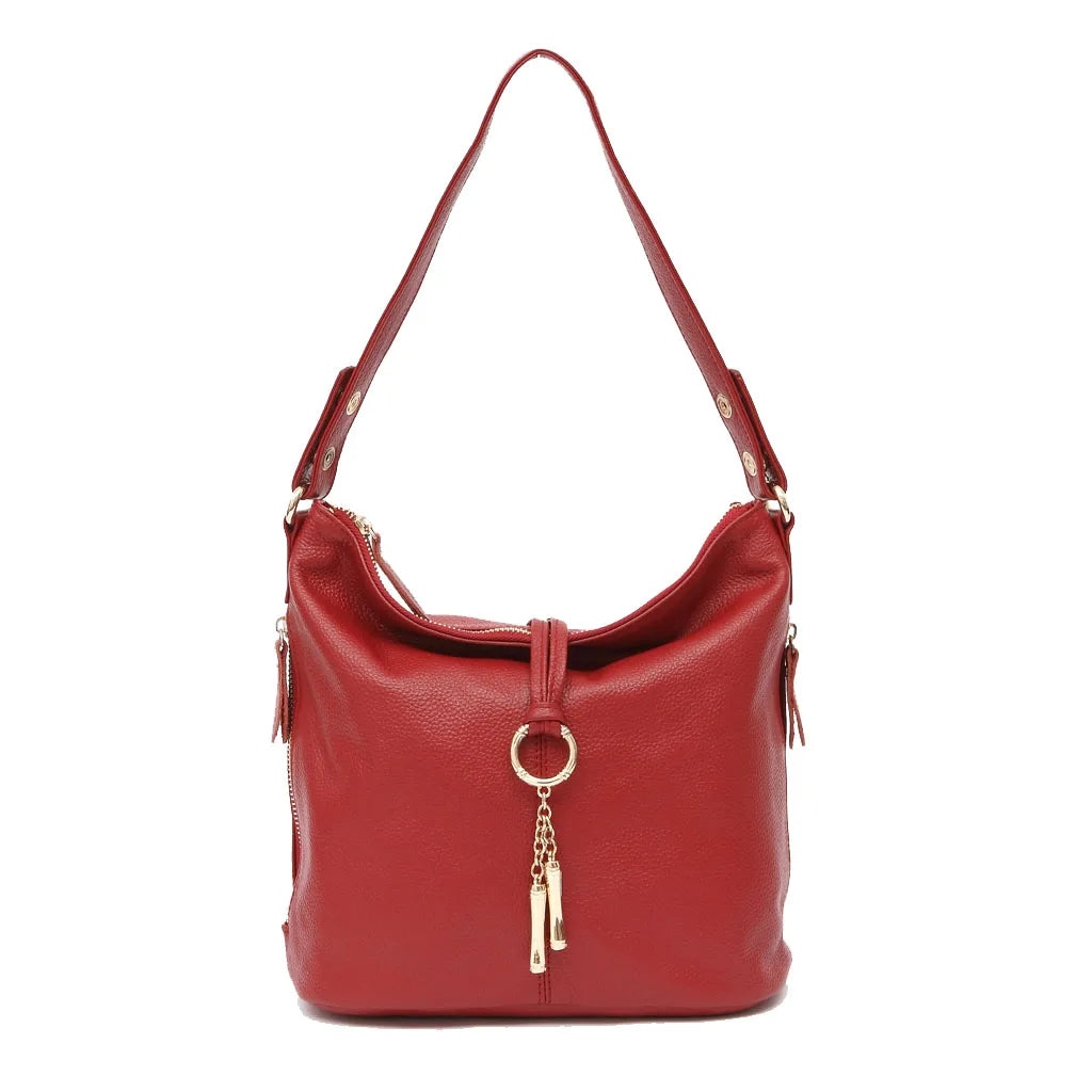 Red leather coach purse shoulder bag, stylish accessory for everyday use