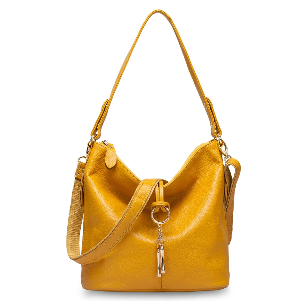 Yellow leather coach purse shoulder bag with adjustable strap
