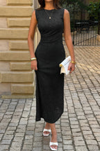 Women's black lace cocktail dress, perfect for evening events