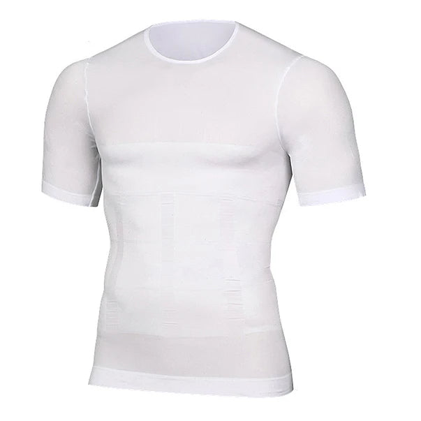 Men's white compression shirt for athletic performance and support