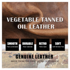 Wallet leather mens, brown vegetable tanned oil leather for durability and comfort