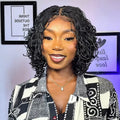 Curly bob wig in natural black for stylish everyday wear
