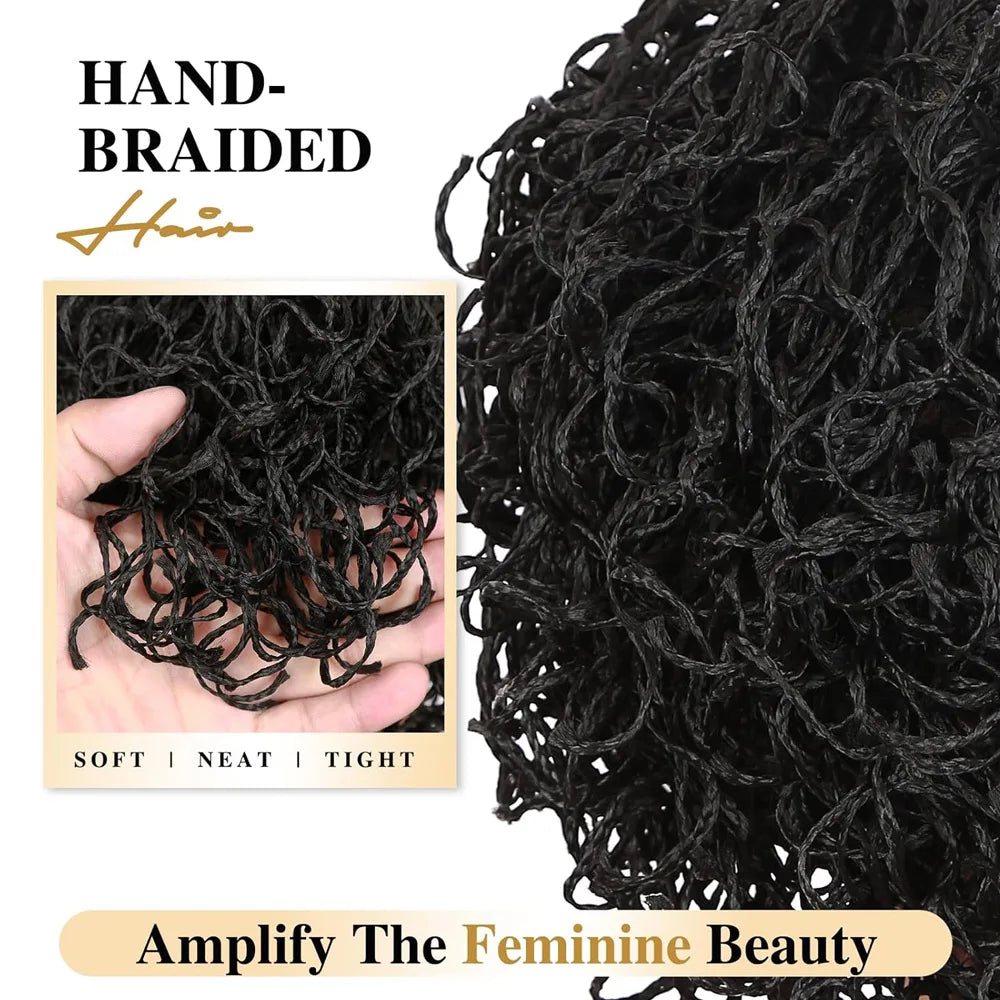 Hand-braided black curly bob wig, soft and neat for stylish looks