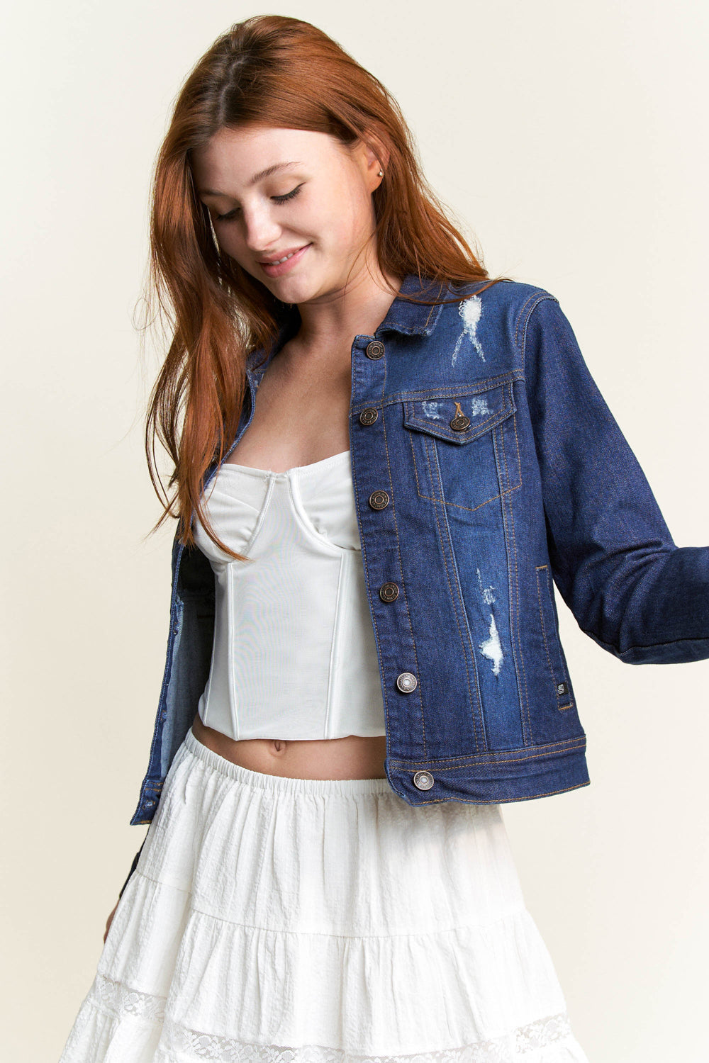 women's denim jacket from Shop ENJEAN, trendy and stylish for casual outings