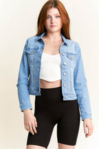 Women's light blue denim jacket, perfect for casual outings