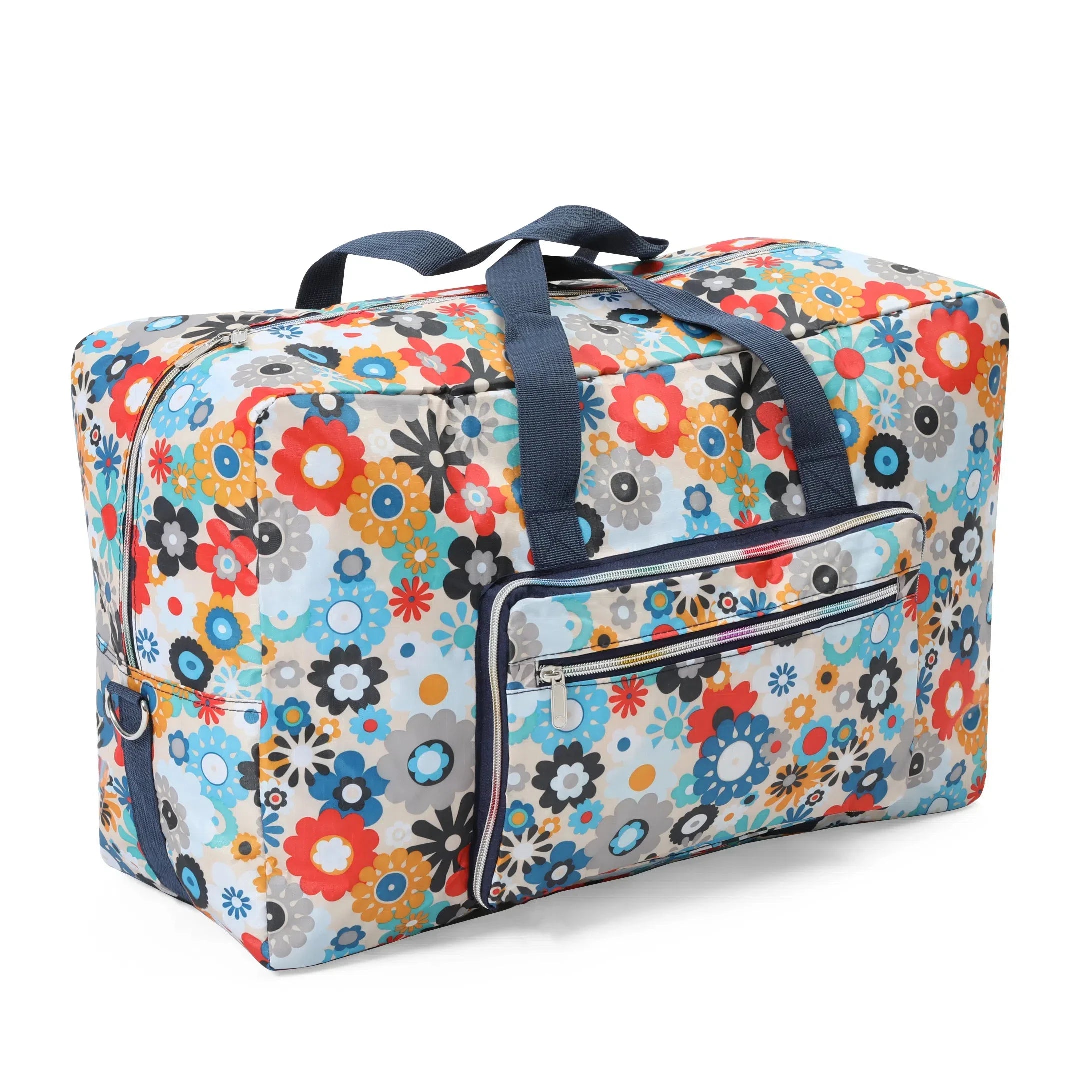 Colorful floral print duffle bag for travel and gym use