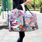Colorful floral duffle bag, durable material for travel or gym use