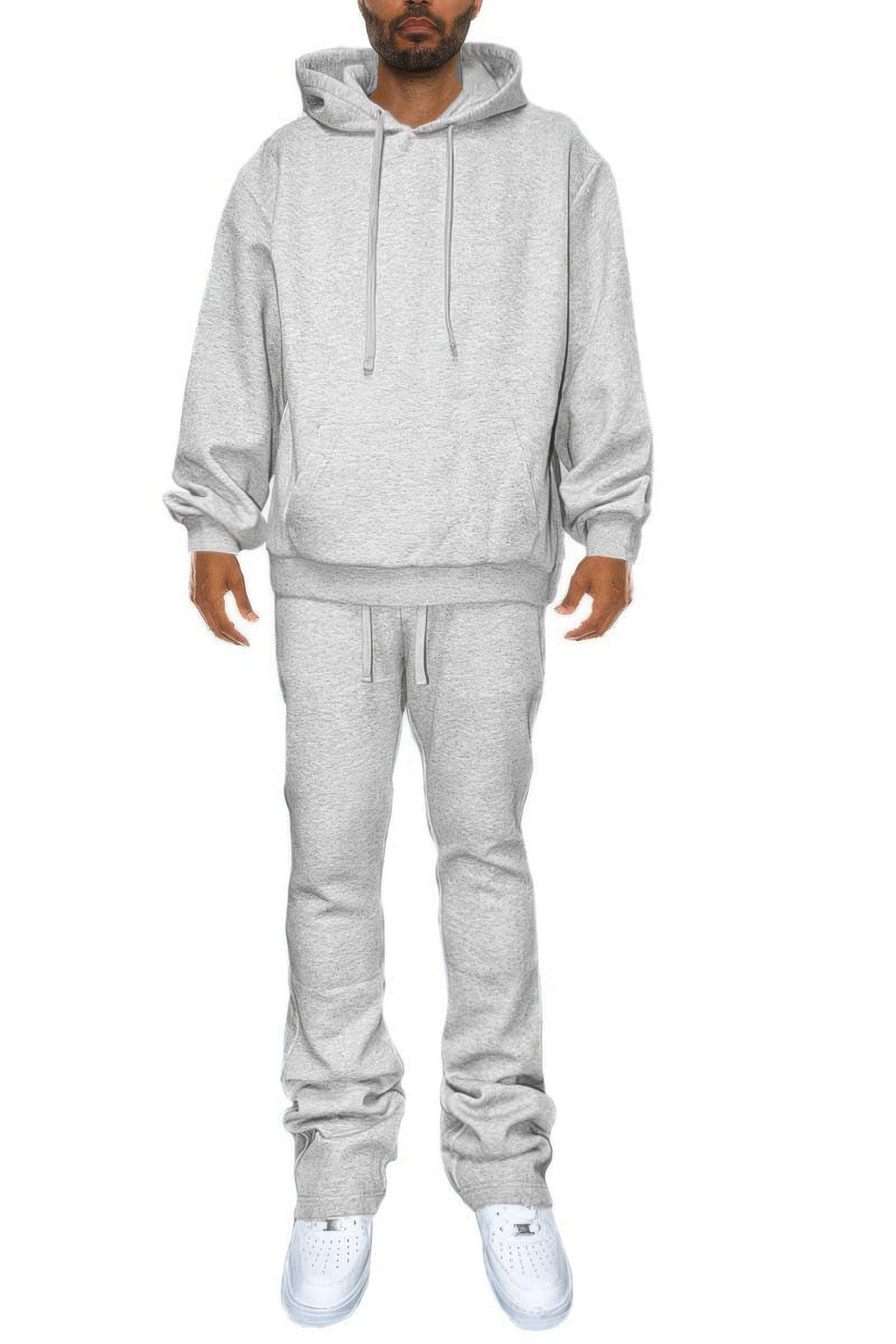 Men's gray flared track pants, comfortable fabric for casual wear