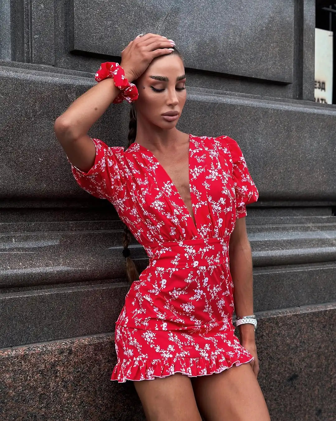 Red floral dress dress perfect for summer outings and events
