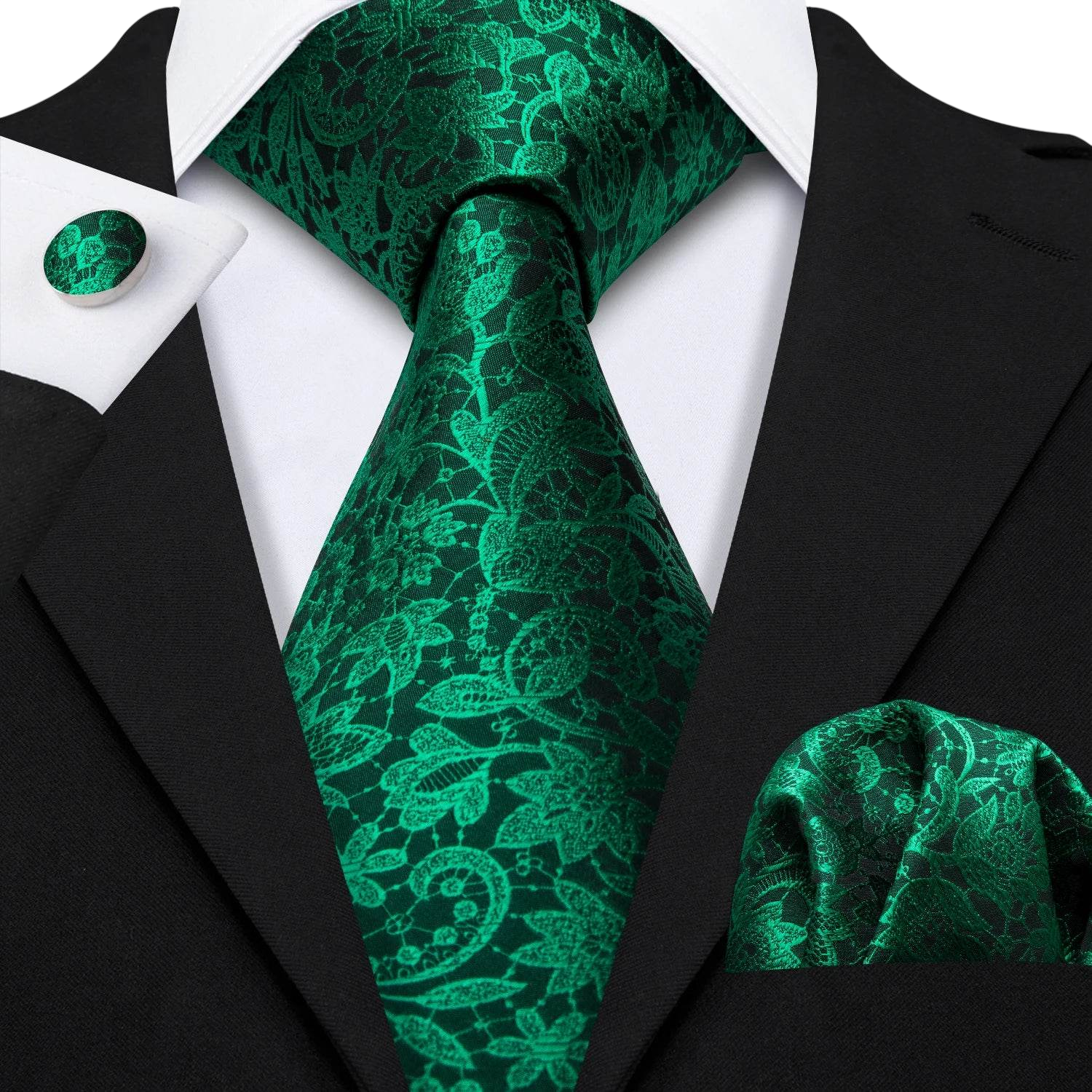 Floral Jacquard Silk Tie Set for Men