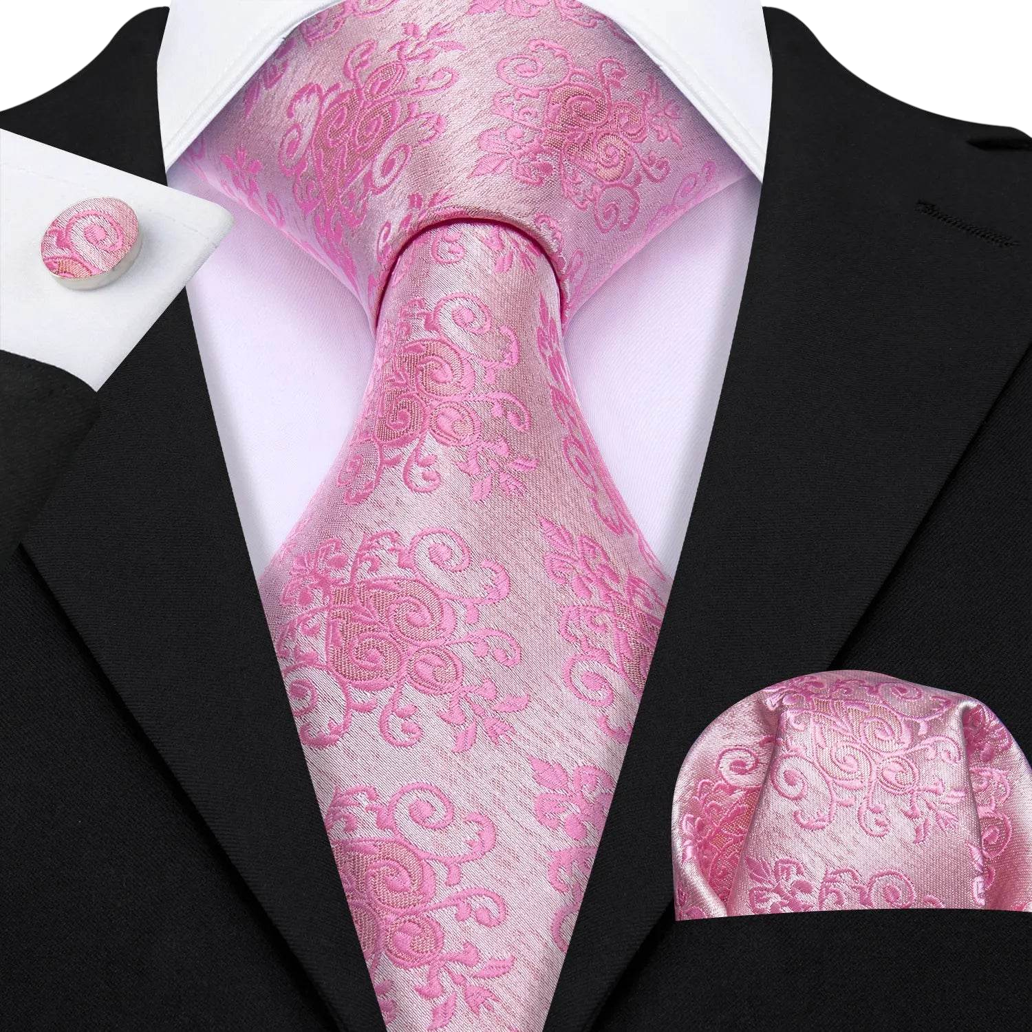 Floral Jacquard Silk Tie Set for Men