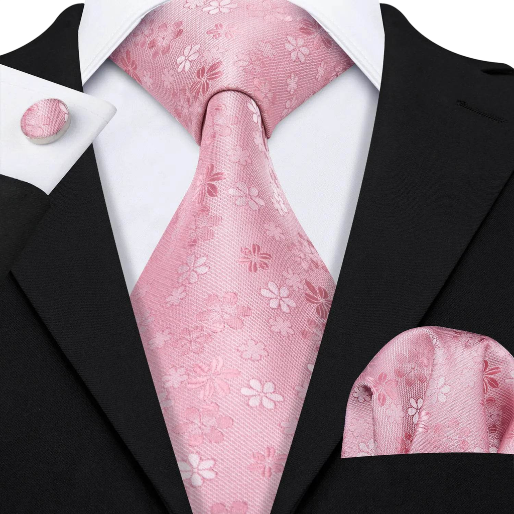 Floral Jacquard Silk Tie Set for Men