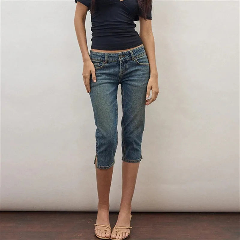 Women's blue jeans and capri pants, ideal for casual wear