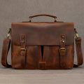 Brown leather laptop and bag, stylish and durable for work or travel
