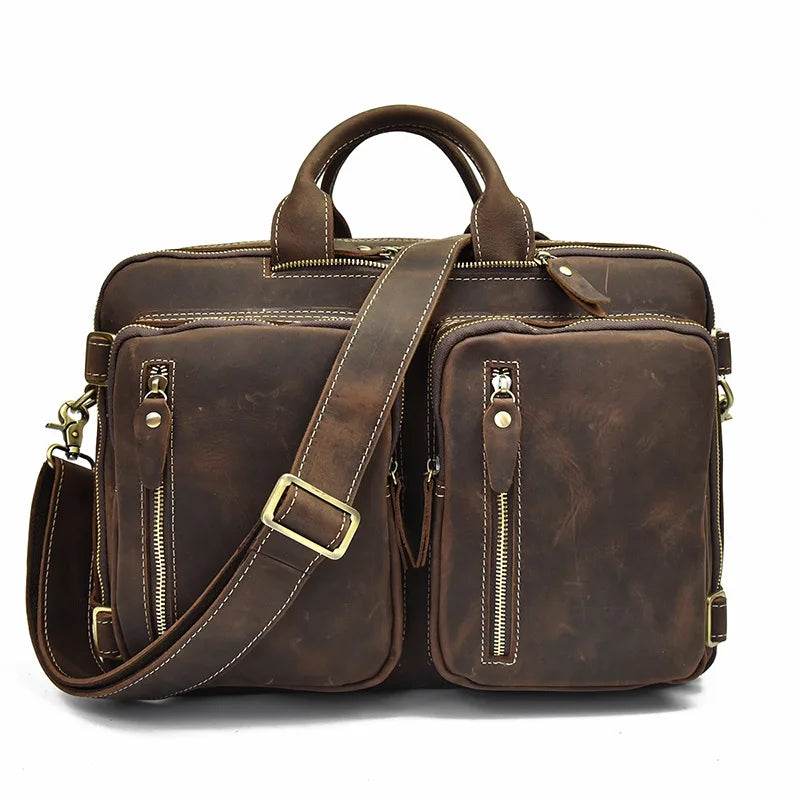 Brown leather backpack backpack for work and travel essentials