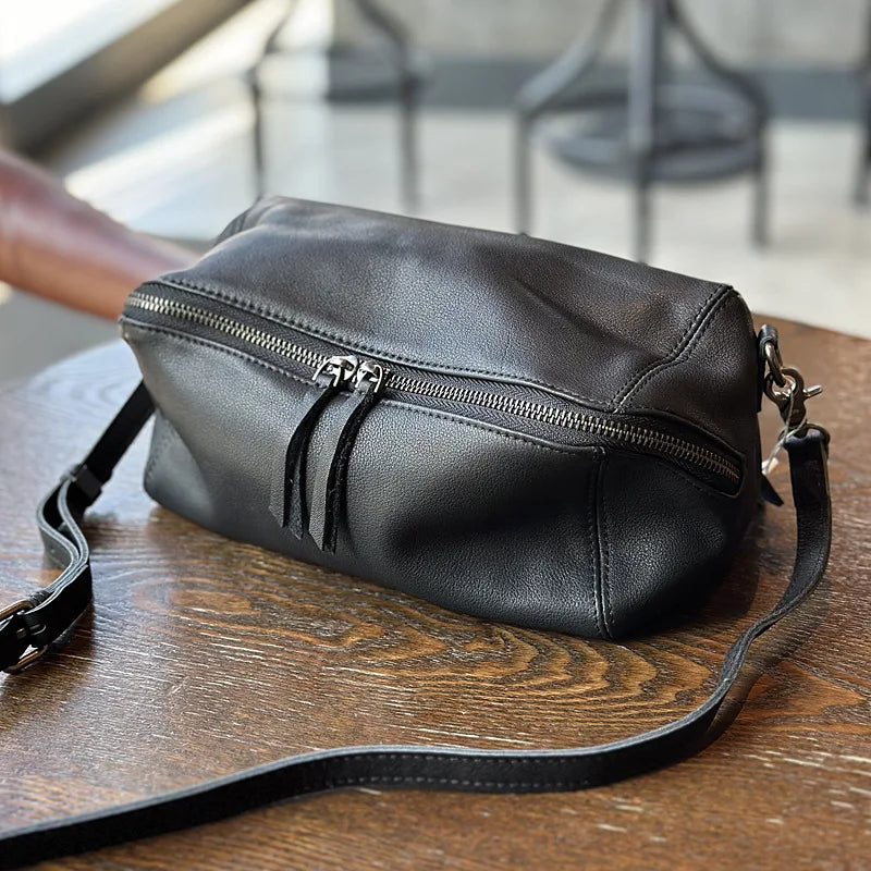 black leather crossbody mini bag for everyday use