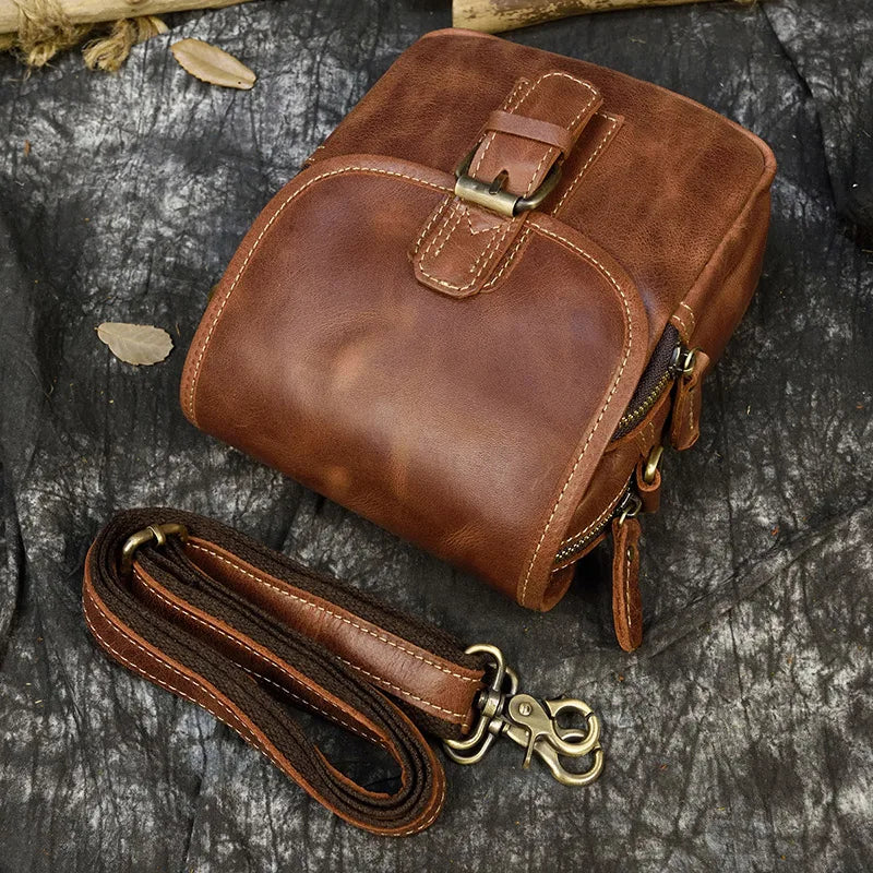 Brown leather crossbody mini bag perfect for daily outings
